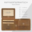 Baur - Portafoglio Orizzontale da Uomo in Vera Pelle di Bufalo con Protezione RFID | Scomparti per Carte e Portamonete | Marrone - 4