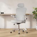 DEVAISE Sedia Ufficio Ergonomica con Supporto Lombare Regolabile, Funzione dondolante, Poggiatesta 3D Regolabile, Braccioli Ribaltabili a 90°, Schienale in Rete Traspirante – per Ufficio – Bianco - 2