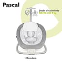 LIONELO Pascal baby bouncer delicadas vibraciones 12 melodías incorporadas con control de volumen ajuste del respaldo barra de juguetes interactivos plegable a tamaño compacto (Grey Dove) - 2