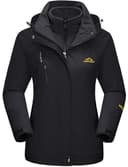 TACVASEN Outdoor Jacket 3 in 1 Women's Fleece Waterproof Ski Snowboard Coat Outdoor, Pure Black, XXL - 1