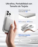Baseus Picogo AM41 Power Bank, Ultra Slim 5000mAh Magsafe Powerbank, PD 20W de Carga Rápida, Portátil, Mini Bateria Externa Magnética con Cable USB C para iPhone 17/16/15/14/13/12, Titanio - 2