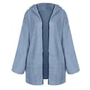 TOFOTL Lana Cardigan Inverno Donna， Maglioni Aperto Classico in Pile a Bouclé, Maglieria in Ciniglia con Cappuccio, Elegante Giacca da Finta con Tasche Outerwear 15-Blu L - 5