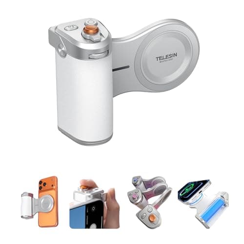 Master Grip Kit per iPhone 17 16 15 14 13 12 (iOS 26), Impugnatura Magnetica per Fotocamera per Telefono, Pro Shot Imaging Grip, Batteria Integrata da 3200 mAh, Ricarica Wireless (Bianco e Argento)