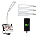 OttLite LED Desk Lamp with Tablet & Smart Phone Stand- ClearSun LED Technology - Desk Lamp with Storage Base, USB Charging Port, & Flexible Neck Height - for Tutorials, Crafting, Sewing & Working - 1