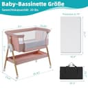 cozydwells 3 in 1 Beistellbett Baby, Tragbar reisebett Baby mit matratze Höhenverstellbar Bettchen Verstellbare Höhe & Neigung 6 abschließbare Räder Baby Co-Sleeper für Neugeborene Kleinkind Rosa - 6