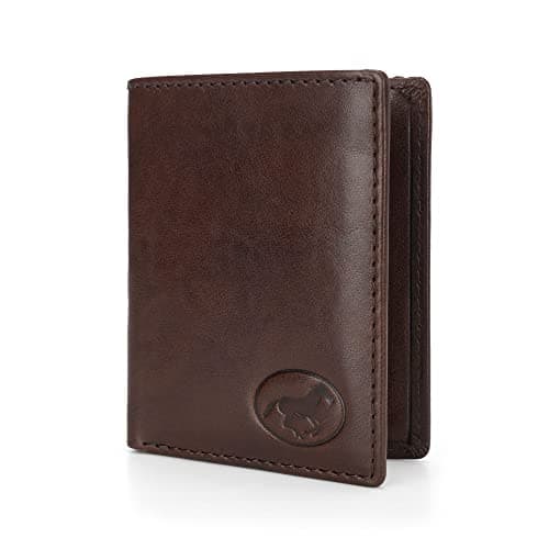 Mauro Pelletteria Mini Portafoglio Uomo in Vera Pelle Artigianale Made in Italy Portafoglio Uomo Piccolo Porta Carte di Credito Sei Scomparti e Tasca per Banconote Testa Moro