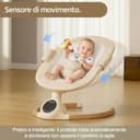 BEBE2LUXE ALPHA, Sdraietta dondolo automatico per neonato fino a 9 kg, Altalena Eletrica con Melodie, Telecomando, touch screen LED, Regolazione dello schienale, Timer, silenzioso - 6