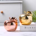 Hoobar Statue in ceramica a forma di frutta, placcate artigianalmente, scultura a forma di mela per matrimoni, veranda, scrivania e decorazione della casa, articolo di arredamento, confezione da 2 - 2