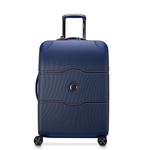 DELSEY PARIS Chatelet Hardside Luggage with Spinner Wheels, Navy, Checked-Medium 24 Inch, No Brake, Chatelet Hardside Luggage with Spinner Wheels