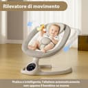 BEBE2LUXE ALPHA, Sdraietta dondolo automatico per neonato fino a 9 kg, Altalena Eletrica con Melodie, Telecomando, touch screen LED, Regolazione dello schienale, Timer, silenzioso - 5