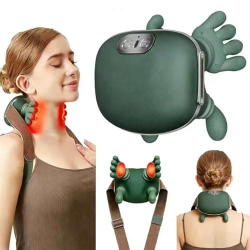 YGVQN Massaggiatore Cervicale 4D Senza Fili con Calore, 3 Livelli Intensità & 2 Temperature, Allevia Dolori Collo e Spalle, Ricaricabile USB-C, Massaggiatore per Casa, Ufficio, Viaggio