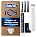 Oral-B iO 5 Cepillo de Dientes Eléctrico Negro Con 3 Cabezales y 1 Estuche de Viaje Blanco, 5 Modos De Cepillado Con Blanqueamiento Dental y Modo Sensible, Sensor De Presión, Diseñado por Braun - 1