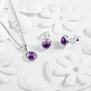 HENRYKA 925 Sterling Silver & Amethyst Round Charm Necklace | Minimal Pendant | Bridesmaid Jewellery | Hypoallergenic Women's Jewellery with Gift Box - 6