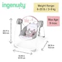 Ingenuity, Altalena e Dondolo Pieghevole e Compatta, Flora l'Unicorno - 6 Velocità di Oscillazione, Temporizzatore, 12 Melodie Rilassanti, Arco di Gioco Rimovibile, Rosa, per Neonato Fino a 9kg - 6