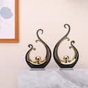 Statua in ceramica nera e dorata lucida, arte astratta moderna, centrotavola di lusso - scaffali dorati, librerie e decorazioni da tavolo da pranzo, tavolino versatile, supporto TV - 5