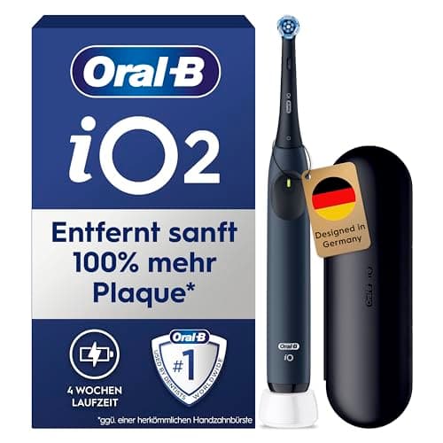 Oral-B iO Series 2 Elektrische Zahnbürste — Electric Toothbrush, Inkl. 1 Aufsteckbürste, 3 Putzmodi für Zahnpflege, Reise-Etui — Zahnbürste Elektrisch, Designed by Braun, Blau
