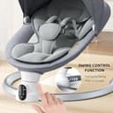 Ixdregan Hamaca para Bebé, Arnés Actualizado de 5-Puntos Eléctrica Silla Mecedora para 0-9 kg de Bebé, App y Control Remoto Hamaca Bebe con 3 Temporizadores, 5Velocidades de Columpio y Melodias Gris - 6