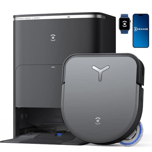 ECOVACS DEEBOT X5 OMNI Robot Aspirapolvere Lavapavimenti con Stazione All-in-One, 12800Pa, Anti-grovigli, TruEdge Taglio Adattivo Bordi, Lavaggio Mocio ad Acqua Calda a 70°C, Sollevamento Mop 15mm