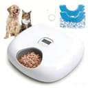 Pet Prime 6-Cell Automatic Cat Feeder with 2 Ice Packs Timed Wet/Dry Food Dispenser for Dog Rechargeable Pet Food Bowl with Timer (White-Auto Feeder with 2 Ice Packs) - 1
