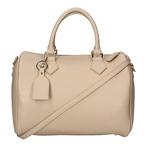 Chicca Borse Borsa donna bauletto a mano 30x23x18cm vera pelle dollaro artigianale - Beige