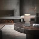 BRILONER - Tischlampe mit Stoffschirm, Kabelschalter, Keramikfuß, Lampe, Nachttischlampe, Tischleuchte, Dekolampe Flur, Bürolampe, Leselampe, Wohnzimmer, Schlafzimmer, 15x28 cm (DxH), Grau - 5