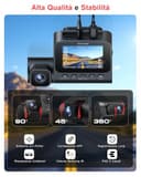 Jzones 3 Canale 4K Dashcam, Registrazione Video 4K+1080P+1080P, Dashcam Auto Anteriore, Posteriore e Interna con Visione Notturna STARVIS 2 e HDR, Parcheggio Sorvegliato 24H, Sensore G, WiFi 6 e GPS - 8