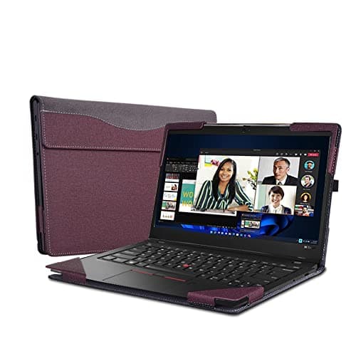 Laptop-Hülle für Lenovo ThinkPad X1 Carbon Gen 9 ThinkPad X1 Carbon Gen12/10/11/X1 Yoga Gen 6/7/8 Hülle 2023 All-Inclusive, sturzsichere Hülle 14 Zoll (35,6 cm), PU-Leder-Innentasche, Weinrot