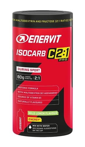 Enervit Isocarb C2:1PRO, Bebida Energética Isotónica con 60g de Carbohidratos por Porción, Para Actividades de Larga Duración y Alta Intensidad, Alta Digestibilidad, Vegano, Sabor Limón, Bote de 650g