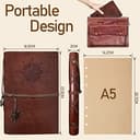 Joy & Inspiration Cuaderno Vintage Rellenable A5 de Piel Sintética Diario de Viaje Libro de Bocetos Clásico Rellenable Refillable Notebook Journal (80 Hojas/160 Páginas) - 6