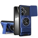 YSONCHAN Phone Case for OPPO Realme GT 6T/Realme GT 6 5G/GT Neo6, Shockproof Cover with Slide Camera Cover, 360° Magnetic Rotating Ring Stand, Anti-Fingerprint Case. Blue - 1