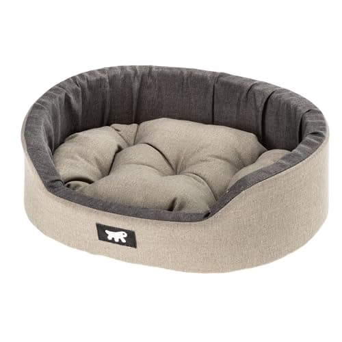 Ferplast Cuccia Cane Interno Dandy - Cuscino Rimovibile, Lavabile, Rivestimento in Cotone con Soffice imbottitura, ideale anche come Cuccia Gatto, 65 x 46 x h 17 cm, Marrone