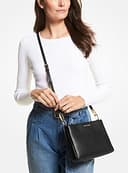 Michael Kors Trisha Leather Medium Triple Compartment Crossbody (Black) - 2