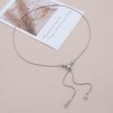 Cybche Boho Lariat Silver Necklaces Long Beads Drop Necklaces Minimal Bead Choker Necklace Silver Beaded Y Necklace Snake Chain Pendent Jewelry for Women - 4