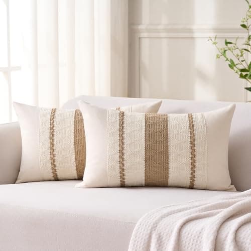 Aisybaklyn Algodón Lino Fundas de Cojines 30x50 cm 2 Piezas Boho Chic Decoracion Marrón Funda Cojin Sofa Textura Tejida Decoracion Hogar Moderno para Sofá Cama Silla Habitacion Oficina Salón