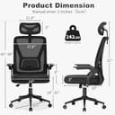 naspaluro Computer Desk Chair with 2D Adjustable Headrest/Flip-up Armrests/Back Support/Metal Claws, Swivel Mesh Ergonomic Office Chairs, Comfy High Study Home Office Chairs, Black Work PC Chairs - 2