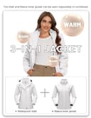 TACVASEN Women Jacket Waterproof 3 in 1 Jackets Skiing Jacket Winter Warm Fleece Jacket Ski Snow Parka Work Windbreaker - 3