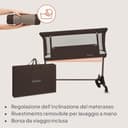 lionelo PARI Culla Co Sleeping Fianco Letto 3 in 1, Regolabile in Altezza 6 Livelli, Materasso T25 2 cm, Ruote con Blocco e Dondolo, Gambe Regolabili per Letto Continentale, Rivestimento Lavabile - 8