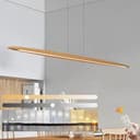 YYUTLUO LED Wood Pendant Light Dining Table Pendant Light, Dimmable with Remote Control Pendant Lamp, Height Adjustable, Modern Linear Design Living Room Lamp Hanging for Office Dining Room (130cm) - 1
