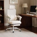 UEV Silla de Oficina Ergonómica Lumbar con Ajuste de 90°-135°, Silla de Oficina con Cómodo Soporte Corporal, Sillas Ergonómicas Estables y Funcionales, 64x64x(112-120) cm, Beige - 2