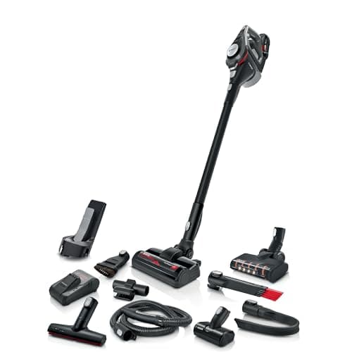 Bosch Akku-Staubsauger Unlimited 8 BSS825MULT, kabellos, HEPA-Filtersystem, 10 Jahre Motorgarantie, hohe Saugkraft, Lange Laufzeit, austauschbarer 5.0 Ah Akku, Schnellladegerät, Mini-Turbo-Düse, grau