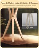 EDISHINE Lámpara de Mesa de Madera, Lámpara de Noche con Trípode, Casquillo E27, Pantalla de Lino Beige Vintage para Oficina, Sala de Estar, Dormitorio, LED Bombilla Incluida - 2