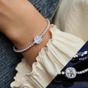 Pulsera de tenis de moissanita, diamantes de moissanita cultivados en laboratorio de 2CT y 8mm, chapada en rodio, pulsera ajustable de color plateado y blanco para mujeres, elegante, joyería. - 3