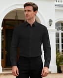 J.VER Black Shirts for Men Adult Dress Slim Fit Long Sleeve Stretch Non Iron Business Casual Wedding Fashion Formal Shirt M - 3
