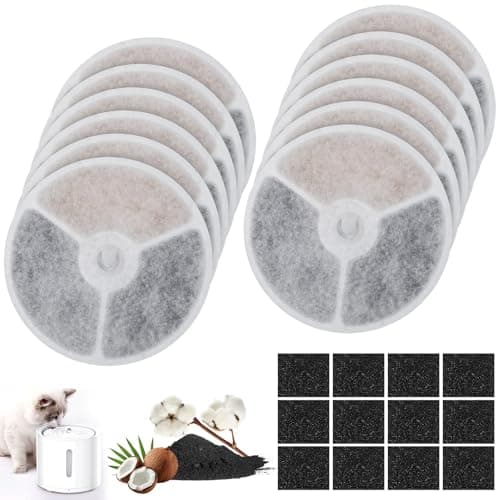 12 Pack Upgraded Filter Unit 3.0 Pet Cat Water Fountain Filters Fit For Petkit Eversweet Solo/Solo Se/Solo 2/Eversweet 2S/3/3 Pro,Including 12 Replacement Filters And 12 Replaced Foam Pump Filter