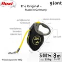 flexi® Giant S/M | 8m Gurt Roll-Leine für Hunde bis 25 kg | schwarz/neon-gelb | ausziehbare Hundeleine | Gewicht 438.4 gr | Maße 15.3 x 19.2 cm - 2