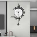 TWFJEL Moderno Reloj de Pared, Grande Minimalista Reloj Pared Decorativo Silencioso sin tictac Orologio de Quarzo Acrílico+Esfera de Madera con Estante Art Deco para Cocina Sala Dormitorio Oficina - 1