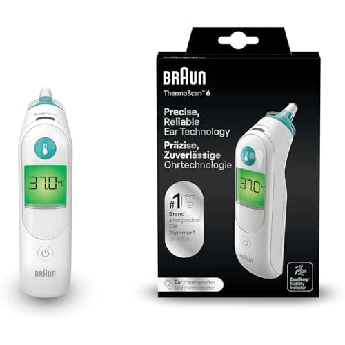 Braun ThermoScan 6 Ear thermometer - Colour-coded Digital Display - ExacTemp Stability Indicator - Baby and infant friendly- #1 Brand among doctors-Packaging may vary