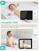 GHB Baby Monitor Video e Audio 3.2'', 2100mAh Monitor Baby con Telecamera, Visione Notturna, Modalità VOX, Rilevamento della Temperatura, Interfono Bidirezionale, Ninna Nanna - 3