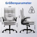 Asukale Bürostuhl Ergonomisch [TESTSIEGER] Schreibtischstuhl | Atmungsaktiver Stoff & Hohe Rückenlehne | Höhenverstellbar & Wippfunktion | Chefsessel 150 Kg | Drehstuhl Mit Rollen | PC Stuhl Grau - 3