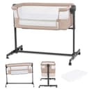 kk Kinderkraft NESTEE UP2 Culla da affiancare, Lettino Co-Sleeping, 5 livelli di regolazione dell’altezza, 4 ruote per poterlo, Facile da Montare, Accessori materasso, Morbido materiale, Beige - 3